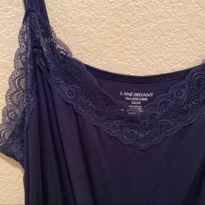 Lane Bryant lace trimmed navy tank